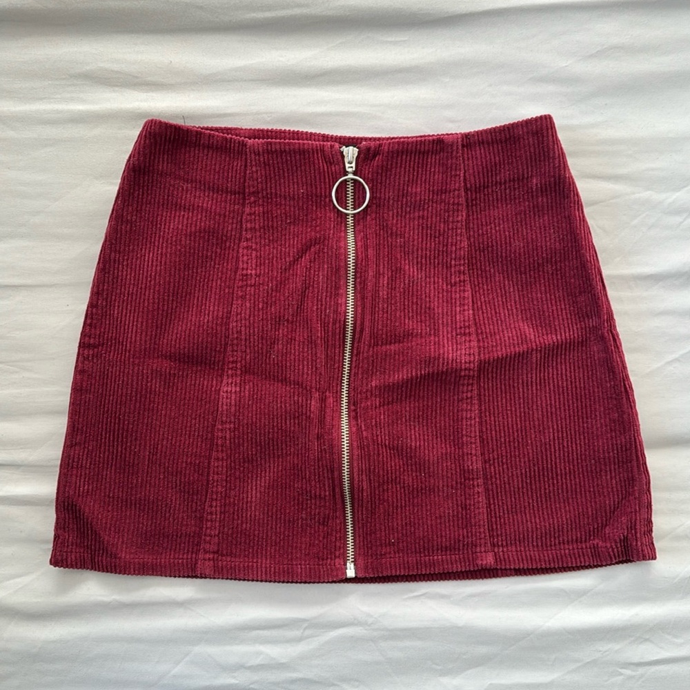 Red corduroy skirt